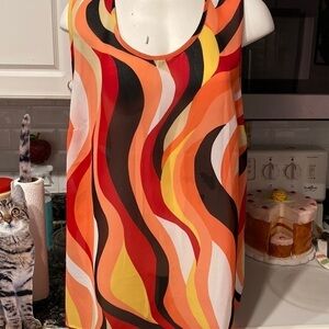 H womens Maggie Barnes sleeveless geometric plus size blouse 1X. EUC